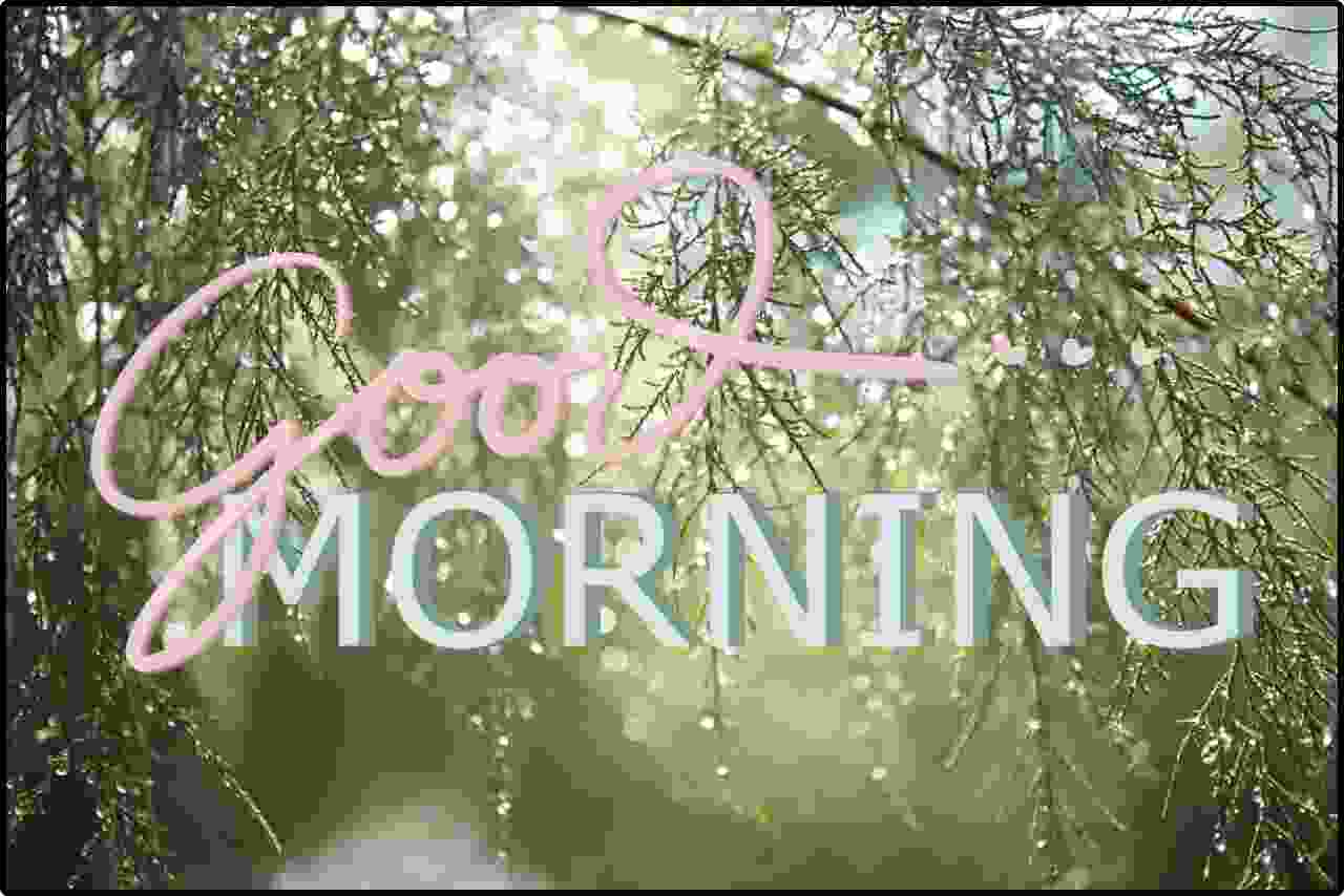 Good morning text with a trendy font and decorative elements